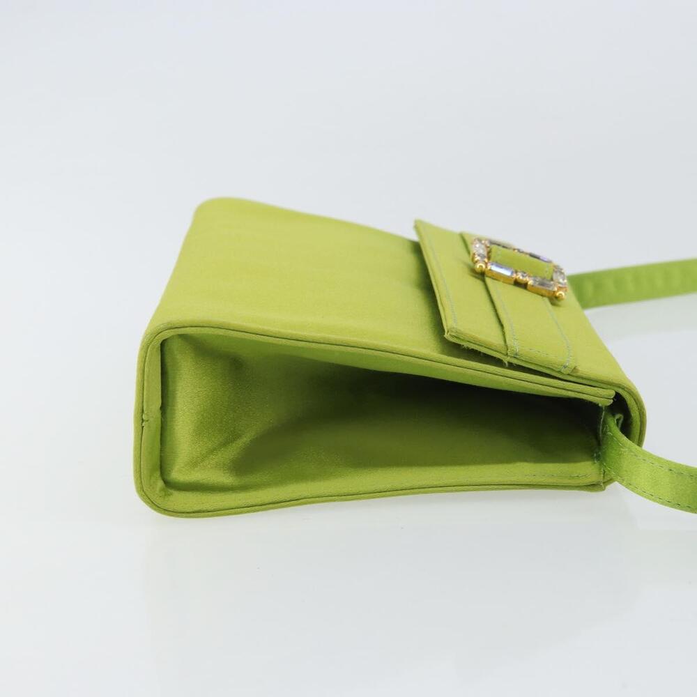 Salvatore Ferragamo Shoulder Bag Satin Green Auth 161011 - Picture 3 of 16